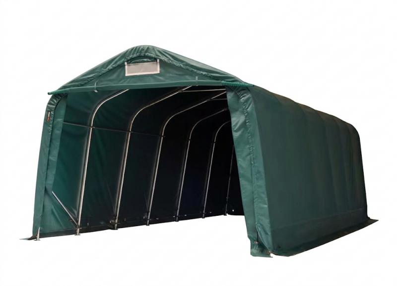 Professional Ponyvagarázs mobilgarázs autógarázs 3,3x4,8m, PVC ponyva, sötét zöld statikai csomaggal