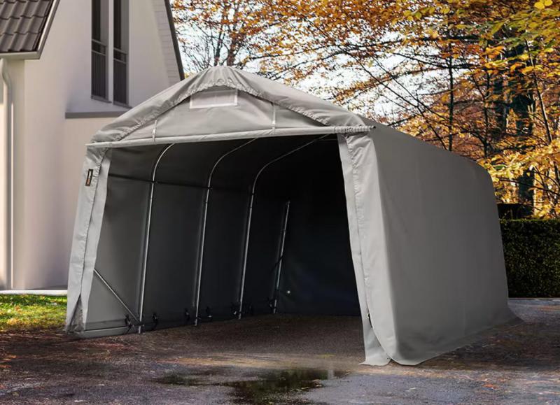 Professional Ponyvagarázs mobilgarázs autógarázs 3,3x4,8m, PVC ponyva, szürke statikai megerősítéssel