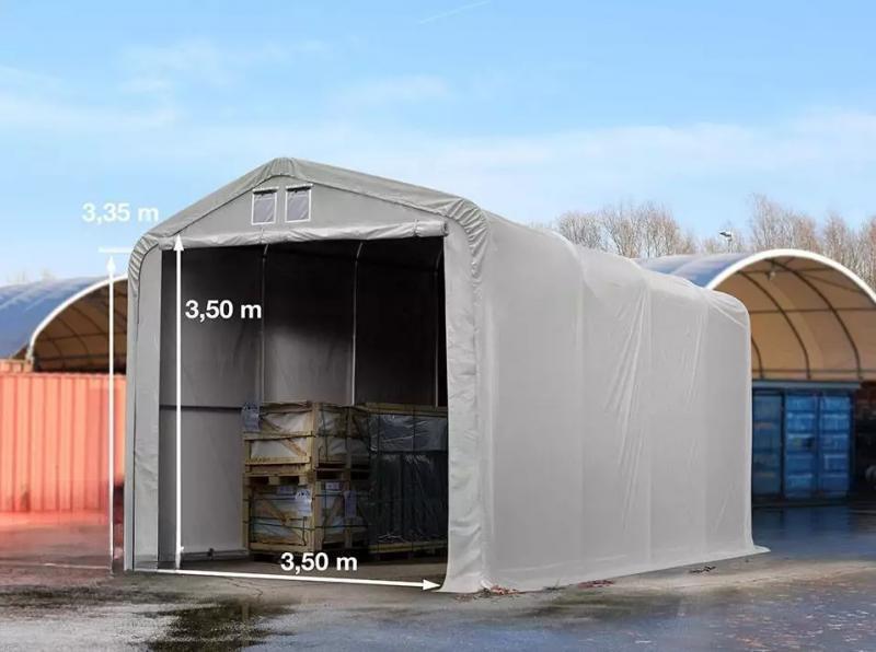 Professzionális extra erős  raktársátor 4x8m bejárat 3,5x3,5 m ponyva PVC