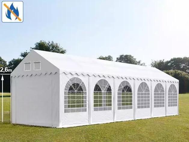 Professzionális extra erős rendezvénysátor  4x12 m, ponyva lángálló PVC fehér oldalmagasság + 2,6m erősített szerkezettel