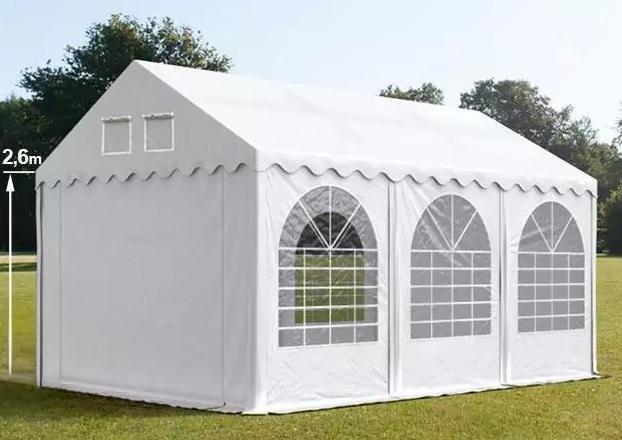 Professzionális extra erős rendezvénysátor 4x6m, ponyva PVC  fehér +2,6 m oldalmagasság, erősített szerkezet