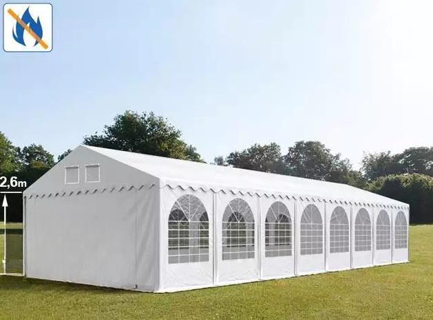 Professzionális extra erős rendezvénysátor  6x24 m, ponyva lángálló PVC oldalmagasság+ 2,6m erősített szerkezet  (144m2)