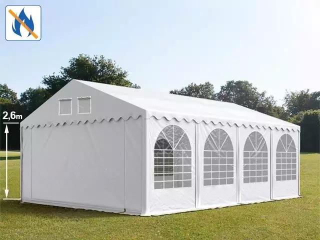 Professzionális extra erős rendezvénysátor 6x8 m, ponyva lángálló PVC  fehér oldalmagasság + 2,6m