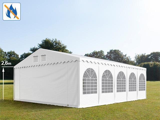 Professzionális extra erős rendezvénysátor 7x10 m, ponyva lángálló PVC oldalmagasság+ 2,6m erősített szerkezettel fehér