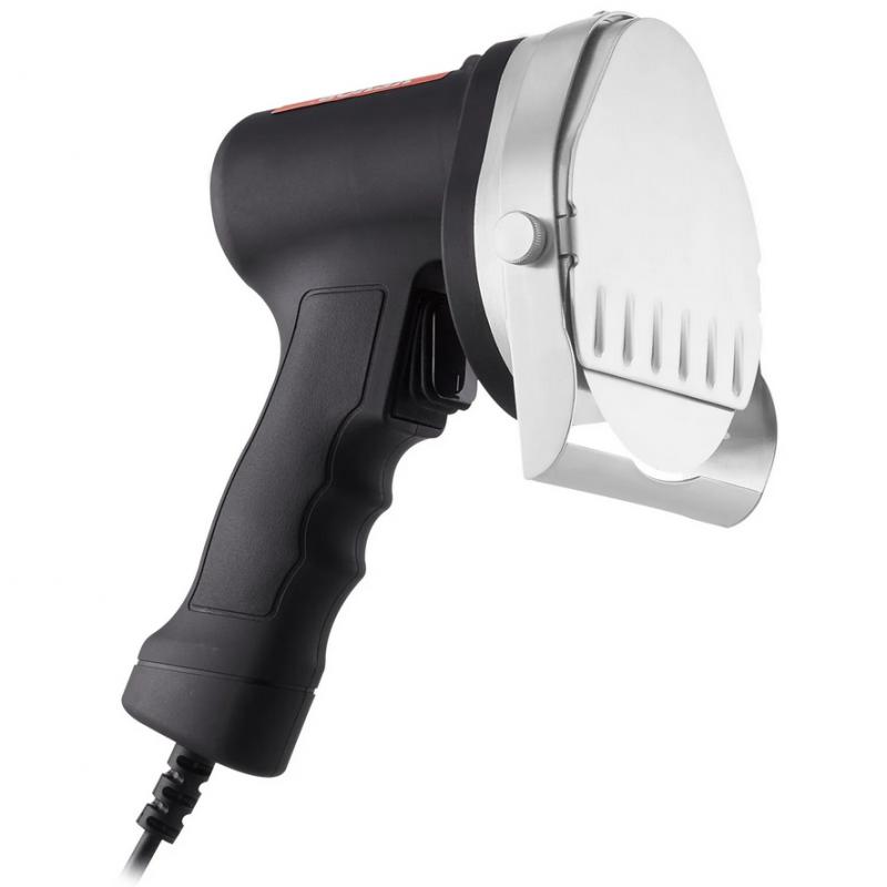 Professzionális  gyros, kebab kés – 80 W teljesítmény, 0–8 mm állítható szeletvastagság, cserélhető sima és recés pengékkel, rozsdamentes acél kivitel