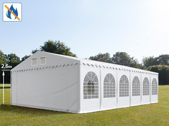 Professzionális lángálló extra erős rendezvénysátor 7x12 m ponyva PVC  fehér oldalmagasság+ 2,6m