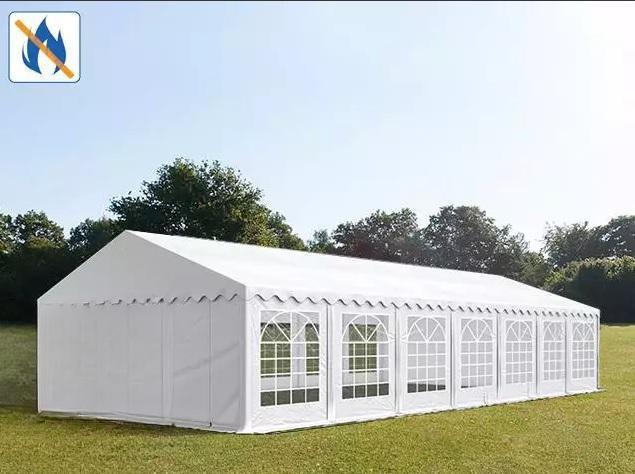 Professzionális lángálló rendezvénysátor 6x14m, ponyva PVC fehér