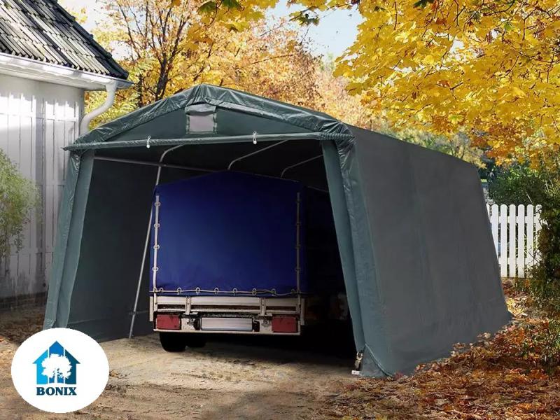 Professzionális mobilgarázs, sátorgarázs 3,3x4,8 m ponyva PVC 500 g/m² zöld