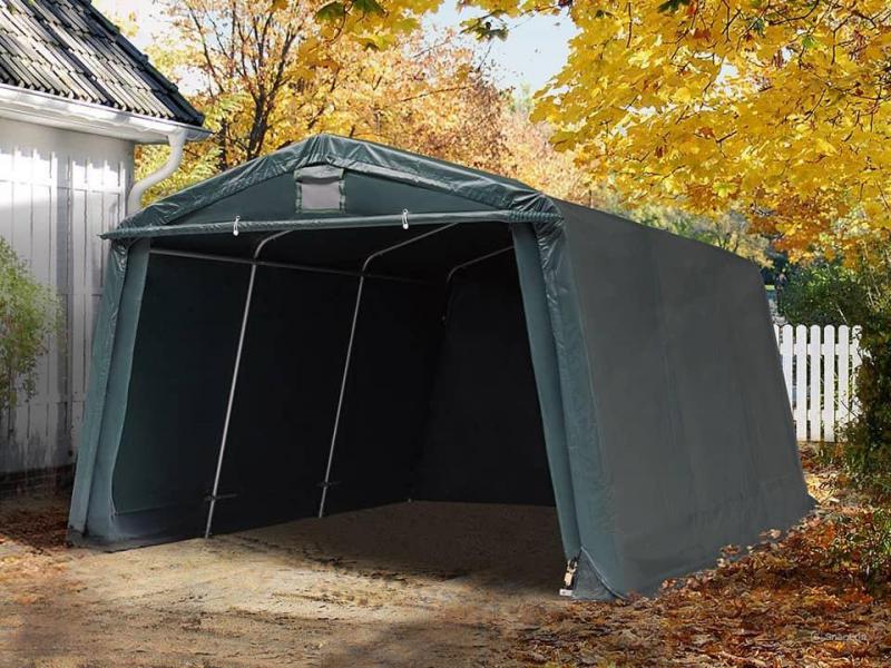 Professzionális mobilgarázs, sátorgarázs 3,3x4,8 m ponyva PVC zöld