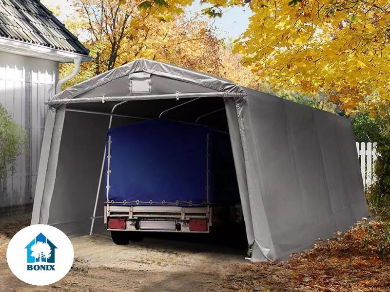 Professzionális mobilgarázs, sátorgarázs 3,3x6,2 m ponyva PVC 500 g/m² szürke