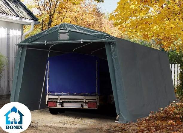 Professzionális mobilgarázs, sátorgarázs 3,3x6,2 m ponyva PVC 500 g/m² zöld