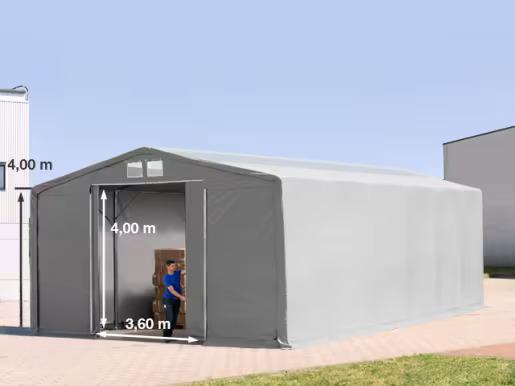 Professzionális ponyva csarnok  raktársátor 8x12m oldalmagasság 4,00m tolókapuval TETŐABLAKKAL  ponyva lángálló ponyva PVC szürke
