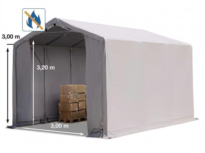 Professzionális ponyvacsarnok raktársátor 4×6 m, 24 m², 3,00 m oldalmagassággal, lángálló PRIMEtex PVC ponyvával, két cipzáras kapuval és teljesen horganyzott acélvázzal – szürke
