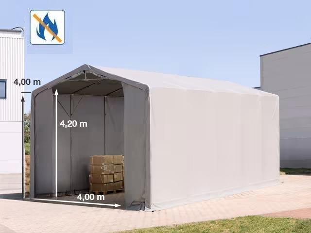 Professzionális raktársátor 5x10 tűzálló ponyva, oldalmagasság 4,0 mPVC 720g/m2 szürke