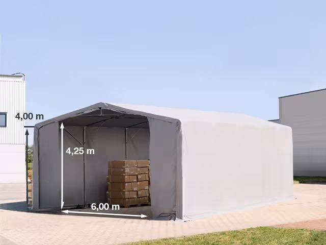Professzionális raktársátor 8x10m,  oldalmagasság 4,00 m ponyva PVC  szürke