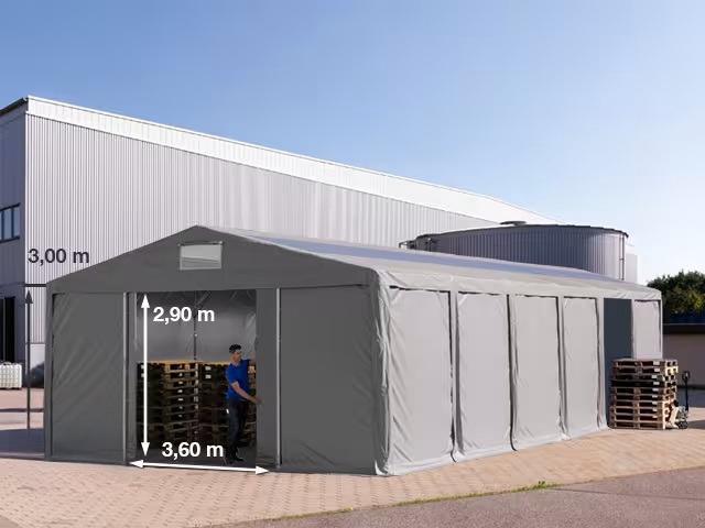 Professzionális raktársátor 8x12m oldalmagasság 3,00m  tetőablakkal, tolókapuval  ponyva PVC