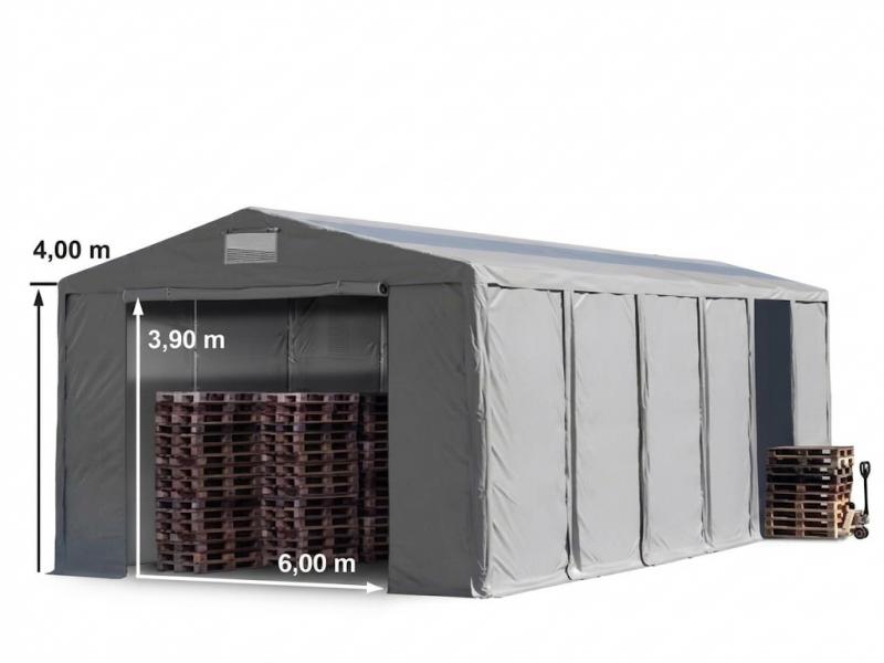 Professzionális raktársátor 8x24 m, 4 m oldalmagasság, PVC ponyva, szürke