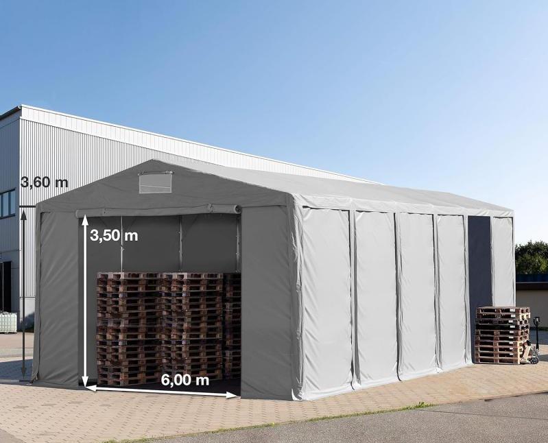 Professzionális raktársátor ipari sátor 8x10 m oldalmagasság 3,60 m ponyva PVC  szürke