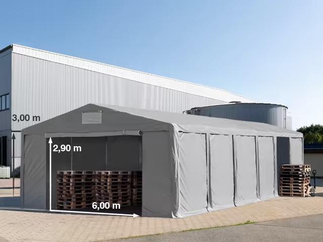 Professzionális raktársátor, ipari sátor  8x12 m oldalmagasság 3,00m ponyva PVC  szürke