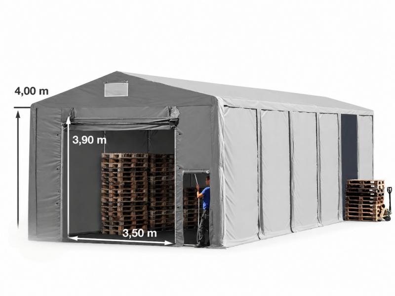 Professzionális raktársátor, ipari sátor, tároló sátor  8x24m  oldalmagasság 4,00m felhúzható kapu, ponyva PVC szürke