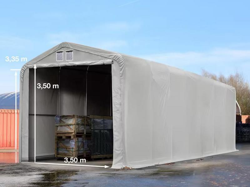 Professzionális raktársátor ponyva csarnok 4x16m  oldalmagasság 3,50m ponyva PVC  szürke