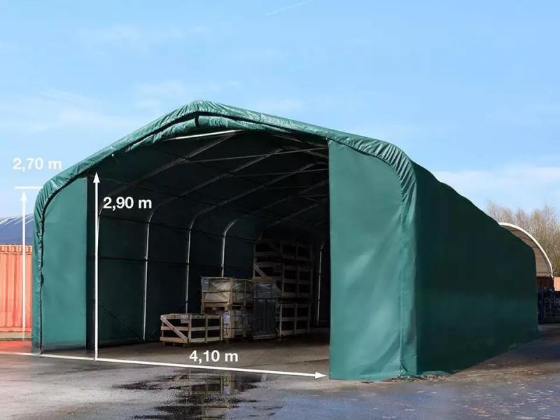 Professzionális raktársátor, ponyvagarázs 6x24 m kapu mérete 4,1x2,9 m m, ponyva PVC  zöld