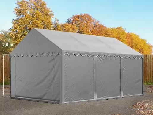 Professzionális raktársátor tároló, műhelysátor 3x6 m ponyva PVC  erősített szerkezettel padlókerettel szürke