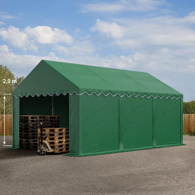 Professzionális raktársátor, tároló sátor 3x6 m ponyva PVC 500g/m2 zöld