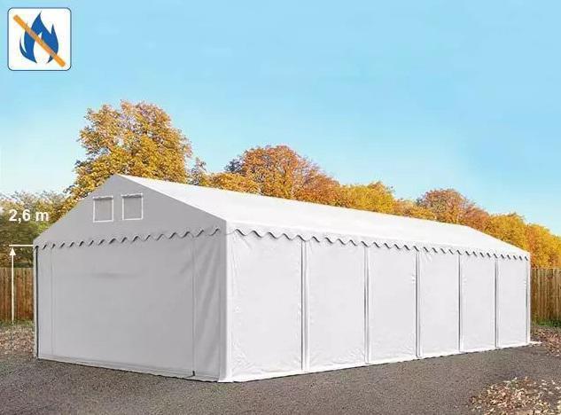 Professzionális  raktársátor, tároló sátor 5x12 m ponyva lángálló  PVC padlókerettel fehér+ 2,6 m oldalmagasság