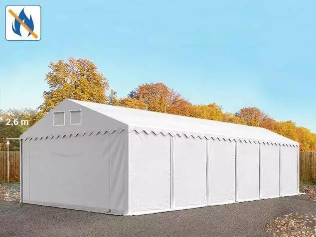 Professzionális raktársátor, tároló sátor 5x12m ponyva lángálló PVC oldalfalmagasság +2,6 m  erősített szerkezet fehér