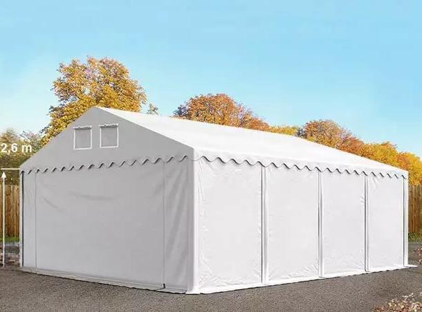Professzionális raktársátor, tároló sátor 5x8 m ponyva PVC oldalfalmagasság + 2,6 m erősített szerkezettel padlókerettel