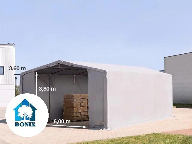 Professzionális raktársátor, tároló sátor 8x10m,  oldalmagasság 3,60 m PVC 550g/m2 szürke