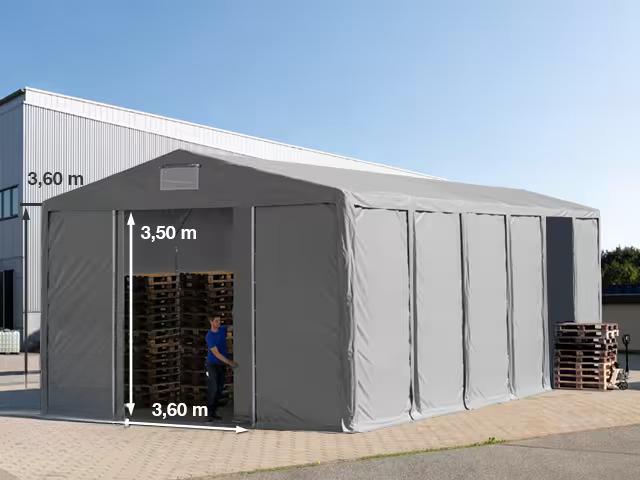 Professzionális raktársátor, tároló sátor 8x12m oldalmagasság 3,60 m ponyva PVC szürke (96m2)