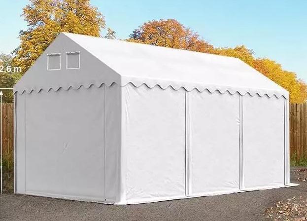 Professzionális raktársátor, tároló sátor, ipari sátor  4x6m ponyva PVC oldalmagasság +2,6m erősített szerkezettel, padlókerettel