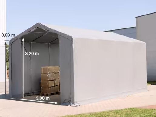 Professzionális raktársátor, tárolósátor, műhelysátor 4x8 m 3,00 m oldalmagasság, PVC 550g/m2 szürke