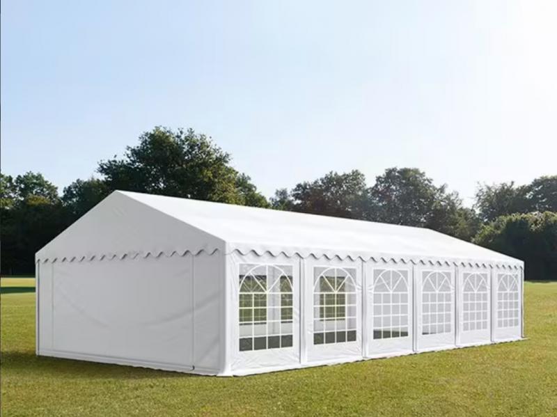 Professzionális rendezvénysátor / partisátor 6 × 12 m,  PVC ponyvával, horganyzott acélvázzal, 2,00 m oldalmagassággal – 72 m², fehér