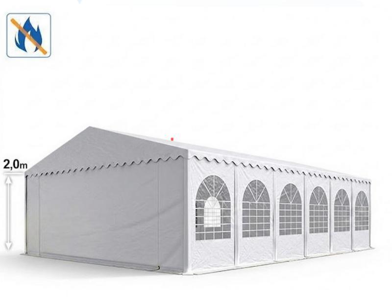 Professzionális  rendezvénysátor 5x12 m, ponyva lángálló PVC fehér, erősített szerkezettel