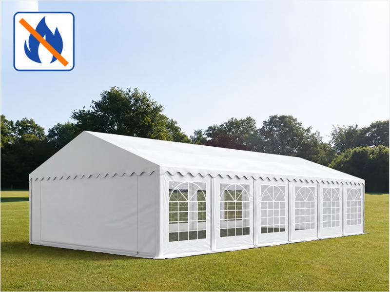 Professzionális rendezvénysátor 6 × 12 m, lángálló PVC ponyvával, megerősített horganyzott acélvázzal, 72 m², fehér