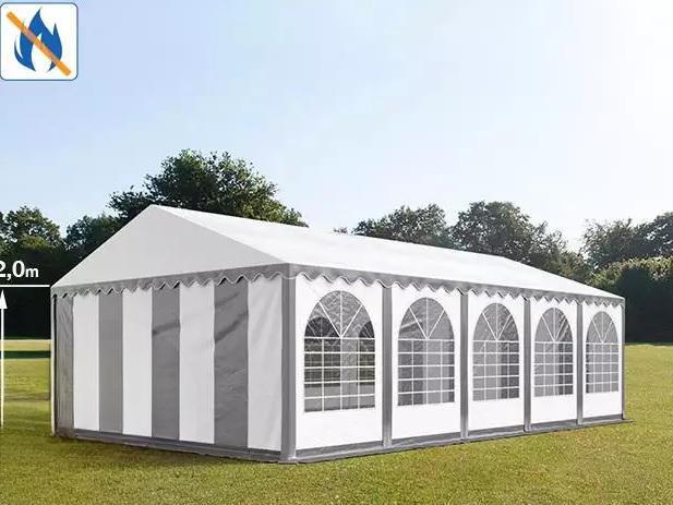 Professzionális rendezvénysátor 6x10 m, ponyva lángálló PVC szürke erősített szerkezettel