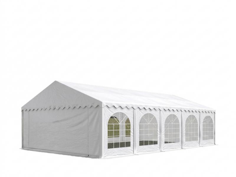 Professzionális rendezvénysátor 6x10m, ponyva PVC fehér erősített szerkezettel, padlókerettel