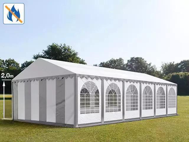 Professzionális rendezvénysátor 6x12 m, ponyva lángálló PVC  szürke, erősített szerkezettel