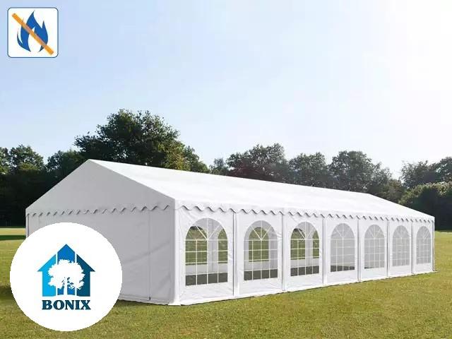 Professzionális rendezvénysátor 6x14 m, ponyva lángálló PVC fehér erősített szerkezet