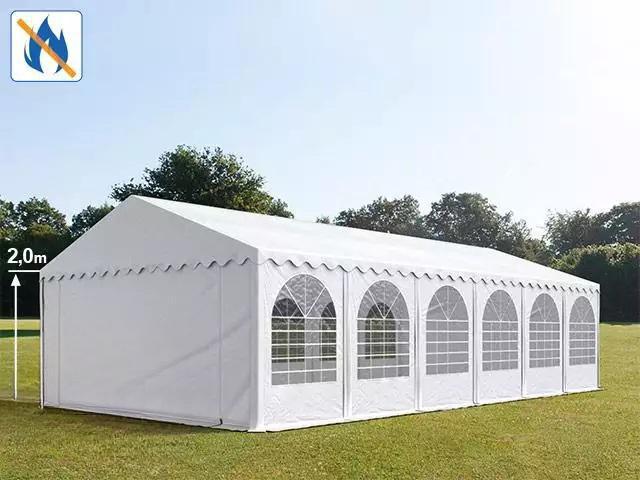 Professzionális rendezvénysátor parti sátor 6x12 m, ponyva lángálló PVC  fehér, erősített szerkezettel