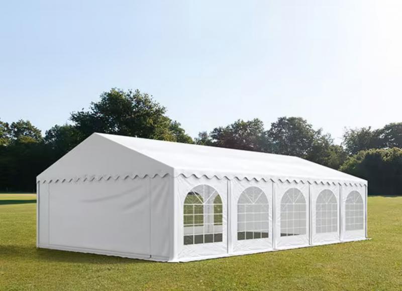 Professzionális rendezvénysátor, partisátor 5 × 10 m, 50 m²,  PVC ponyvával, megerősített horganyzott acélszerkezettel, stabil padlókerettel és megerősített tetőszerkezettel