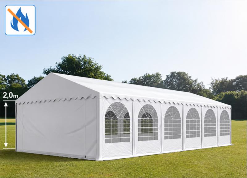 Professzionális rendezvénysátor, partisátor 5 × 12 m, 60 m², lángálló fehér PVC ponyvával, extra erős horganyzott acélszerkezettel, megerősített tetővel és stabil padlókerettel