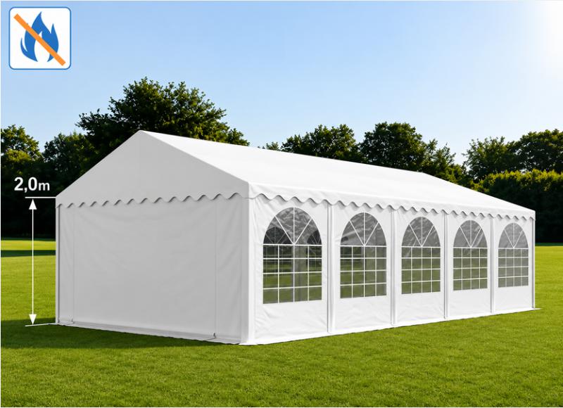 Professzionális rendezvénysátor, partisátor 6 × 10 m, 60 m², lángálló  PVC ponyvával, extra erős horganyzott acélszerkezettel, megerősített tetővel és stabil padlókerettel