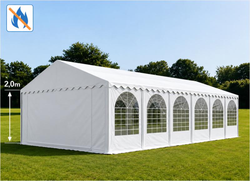 Professzionális rendezvénysátor, partisátor 6 × 12 m, 72 m², lángálló PVC ponyvával, extra erős horganyzott acélszerkezettel, megerősített tetőszerkezettel és stabil padlókerettel