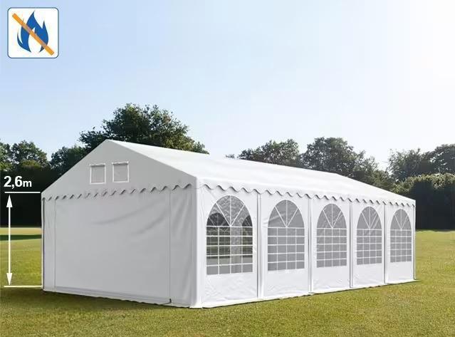 Professzionális tűzálló extra erős rendezvénysátor 5x10 m, ponyva  extra erős PVC 1400  ponva fehér + 2,6m erősített szerkezettel (50m2)