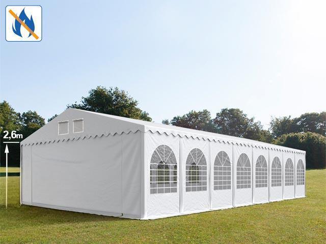 Professzionális tűzálló extra erős rendezvénysátor 7x22 m, ponyva PVC 1400 fehér + 2,6m, erősített szerkezettel
