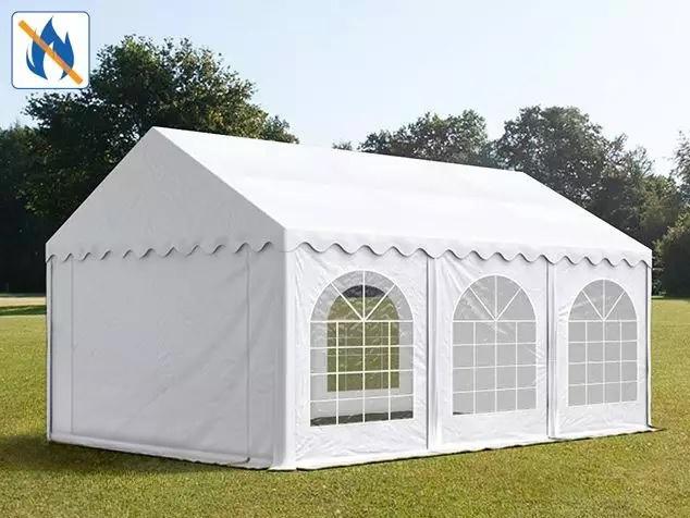 Professzionális tűzálló rendezvénysátor 3x6 m, ponyva PVC 750 erősített szerkezettel fehér (18m2)